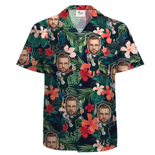 Graduation Cotton Button Up Short Sleeves Custom Men’s Face