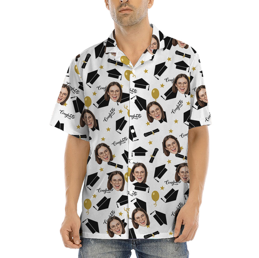 Congratulation Graduation Hawaiian Shirt With 1-5 Faces - variant image 1