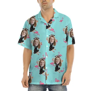 Flamingo And Graduation Hawaiian Shirt With Girl's Face