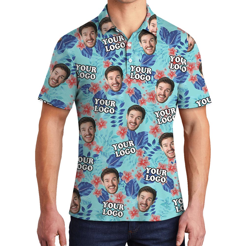 Blue Team Custom Polo Golf Shirt With Photos - variant image 1