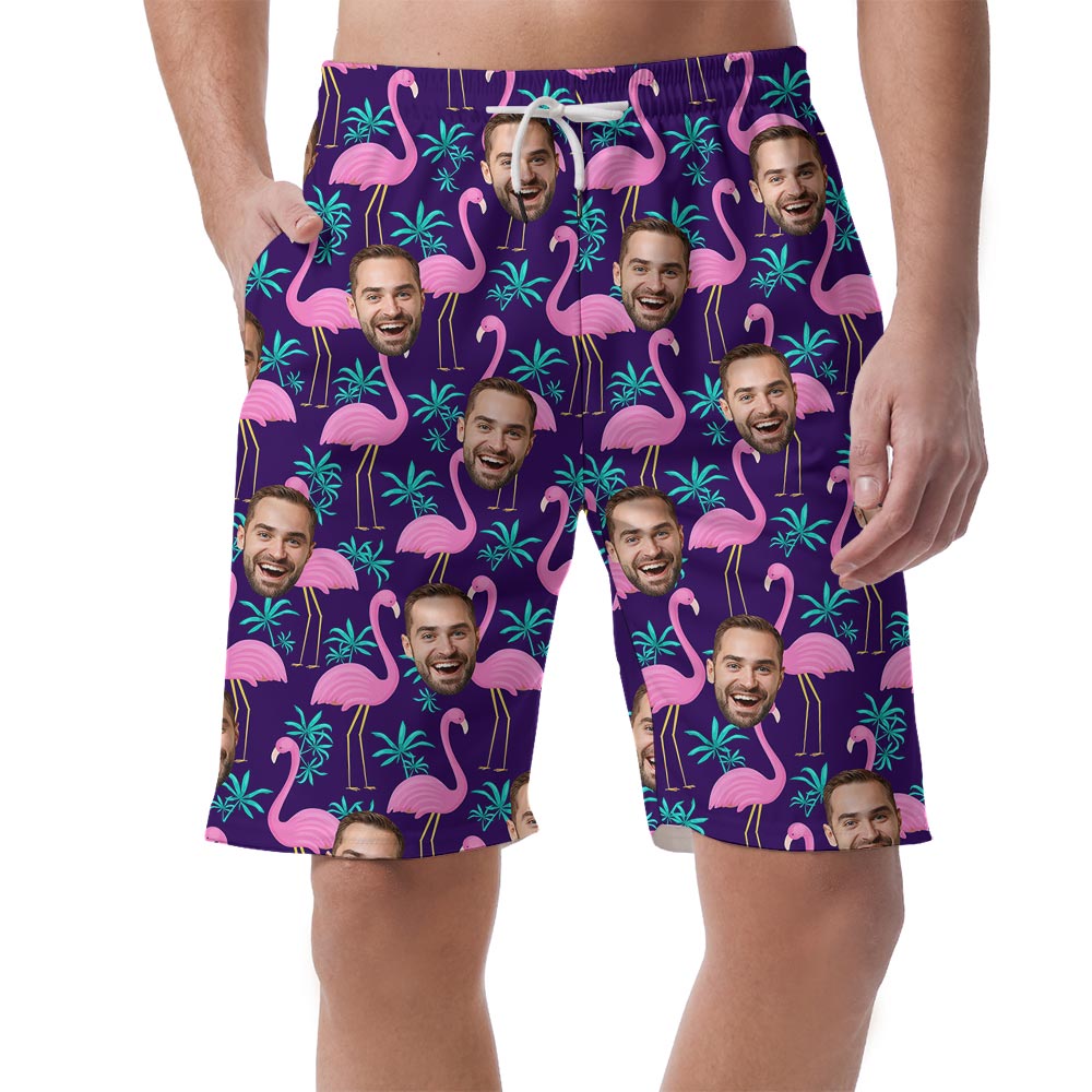 Custom Men's Flamingo Beach Shorts With Different Faces - variant image 1