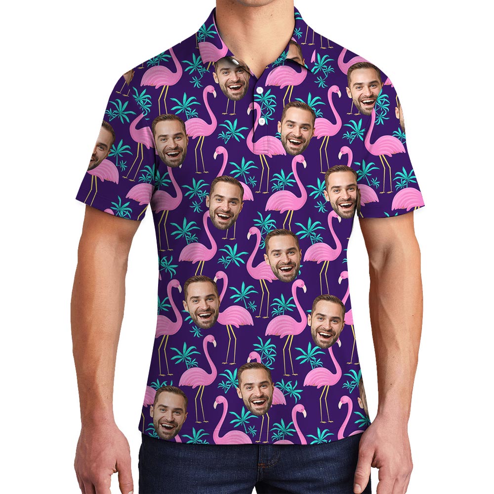 Customize Different Faces On Polo Flamingo Shirt - variant image 1