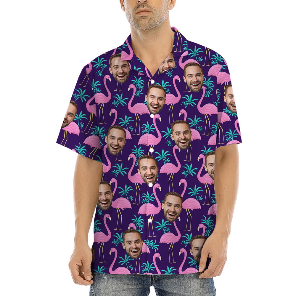 Custom Different Faces Flamingo Hawaiian Shirt - variant image 1