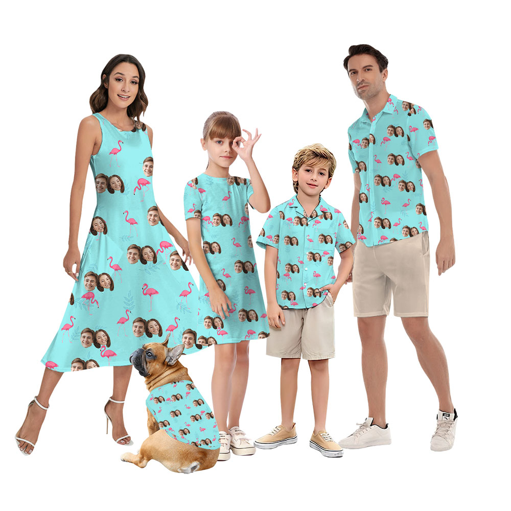 Matching Family Flamingo Hawaiian Outfit With Faces - variant image 1