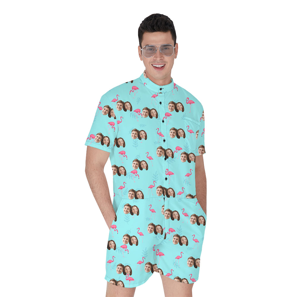 Blue Flamingo Male's Romper With Multiple Faces - variant image 1
