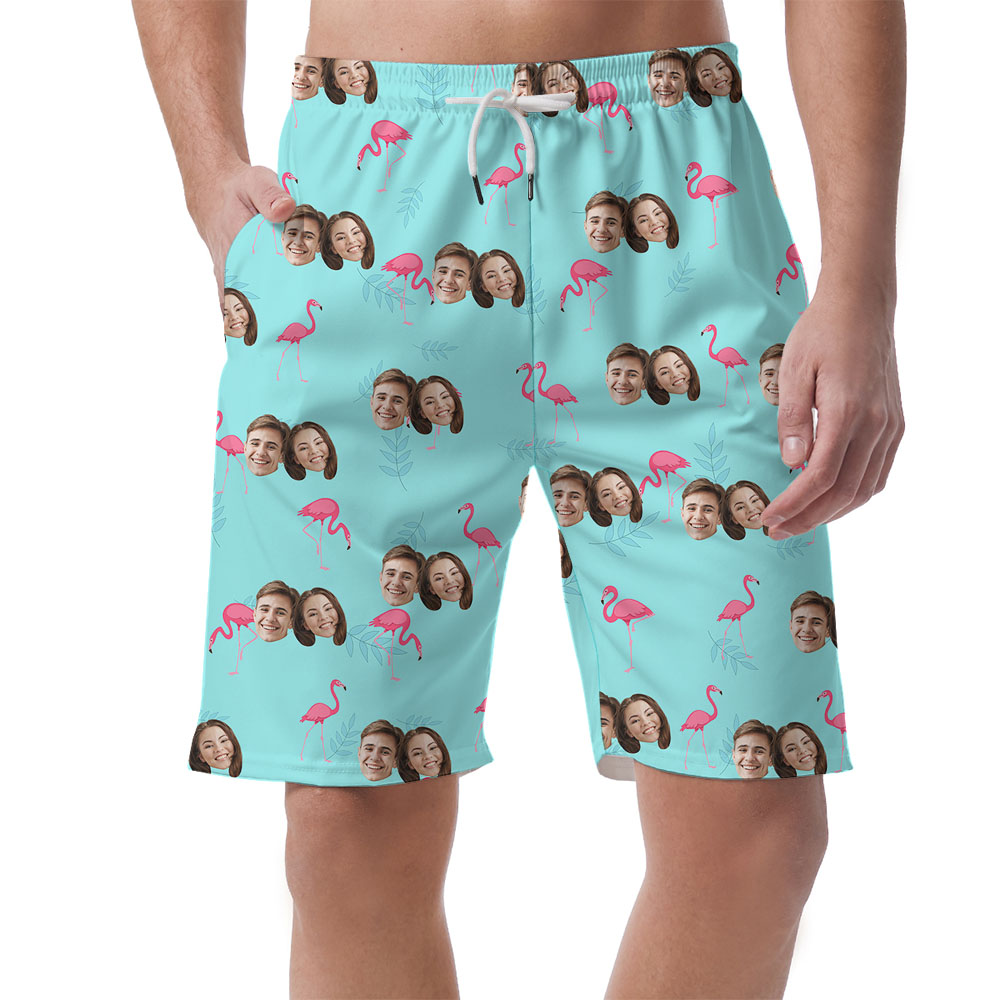 Custom 5 Faces Flamingo Blue Men's Shorts - variant image 1