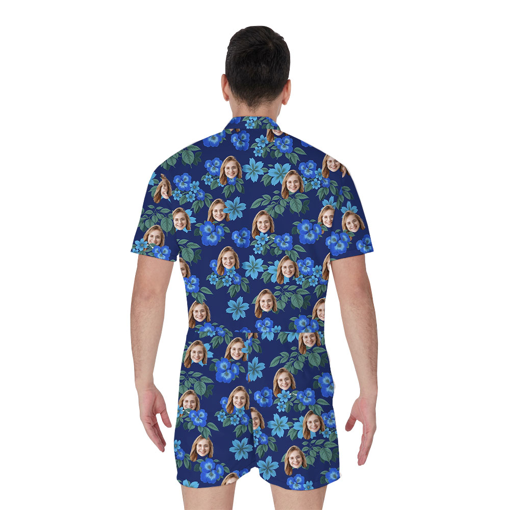 Custom Men's RompHim With 1-5 Face On Blue Print