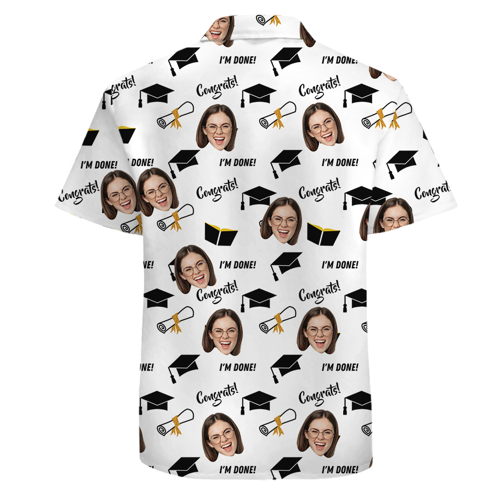 Congratulation Graduation Cotton Hawaiian Shirt With 1-5 Faces