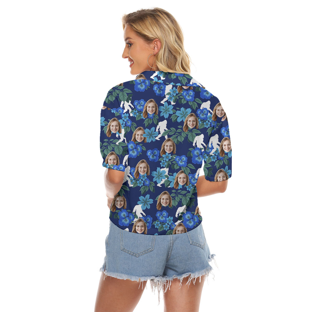 Mystery Bigfoot Women's Hawaiian Shirt With Faces
