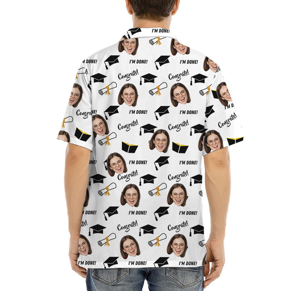 Graduation Themed Hawaiian Shirt With Up To 5 Faces