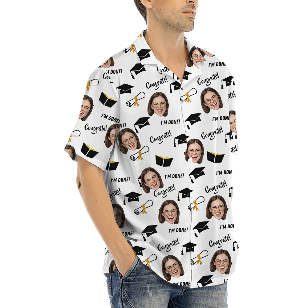 Graduation Themed Hawaiian Shirt With Up To 5 Faces
