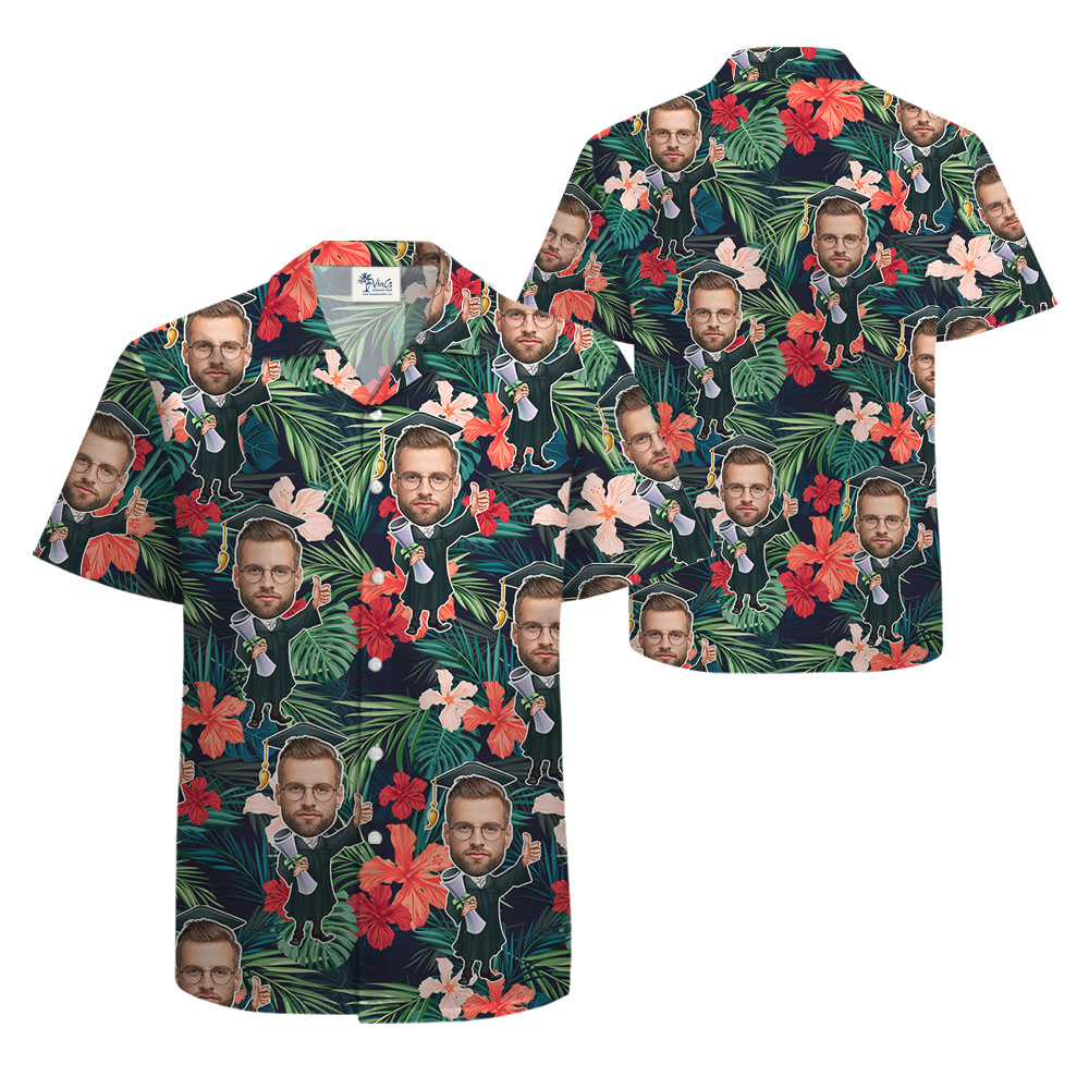 Custom Men's Face Graduation Hawaiian Shirt