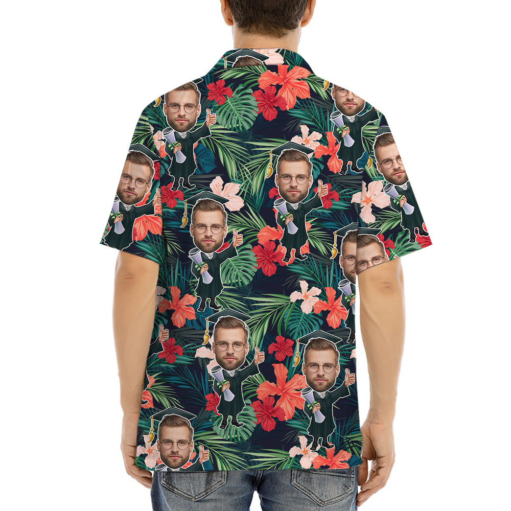 Custom Men's Face Graduation Hawaiian Shirt