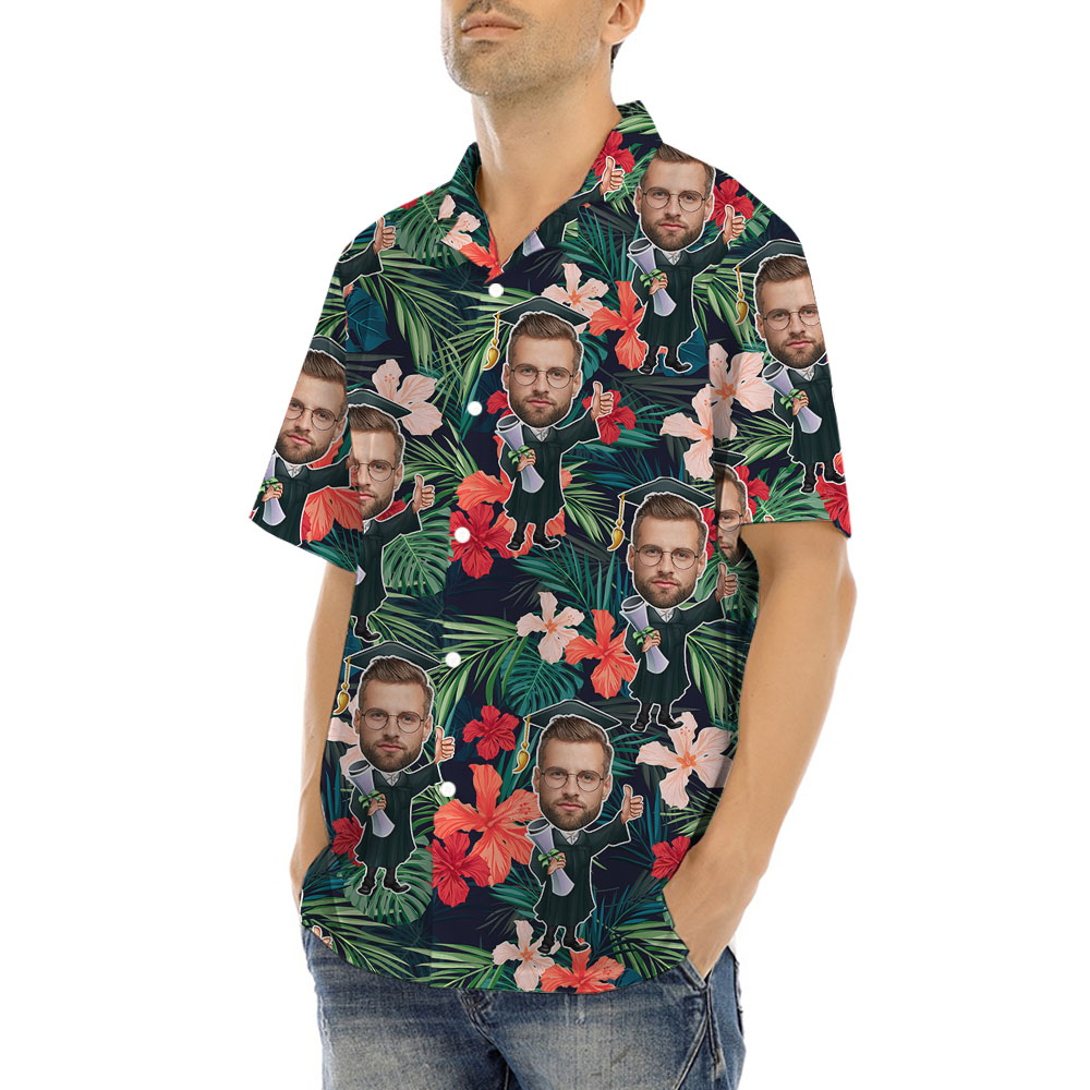 Custom Men's Face Graduation Hawaiian Shirt
