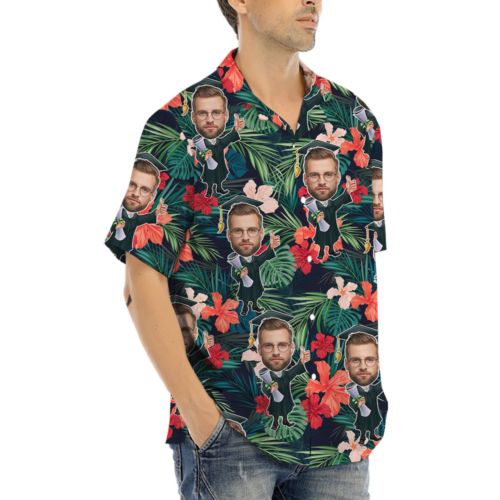 Custom Men's Face Graduation Hawaiian Shirt