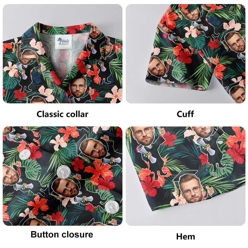 Custom Men's Face Graduation Hawaiian Shirt