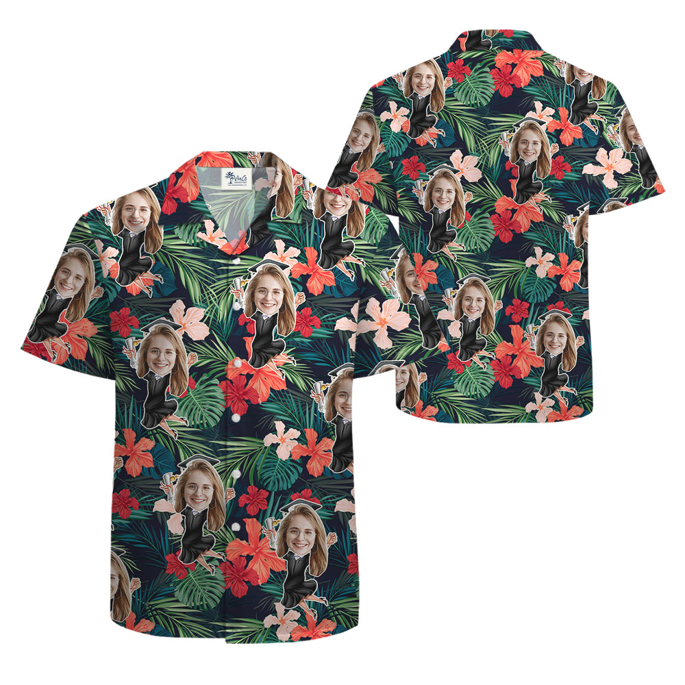 Custom Girl's Face Graduation Button Up Shirt
