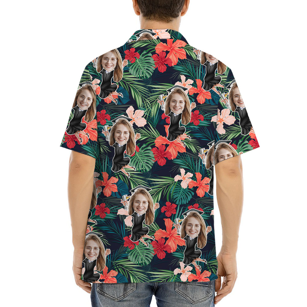 Custom Girl's Face Graduation Button Up Shirt