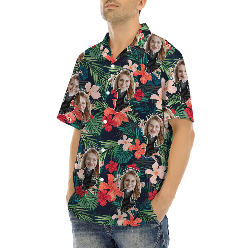 Custom Girl's Face Graduation Button Up Shirt