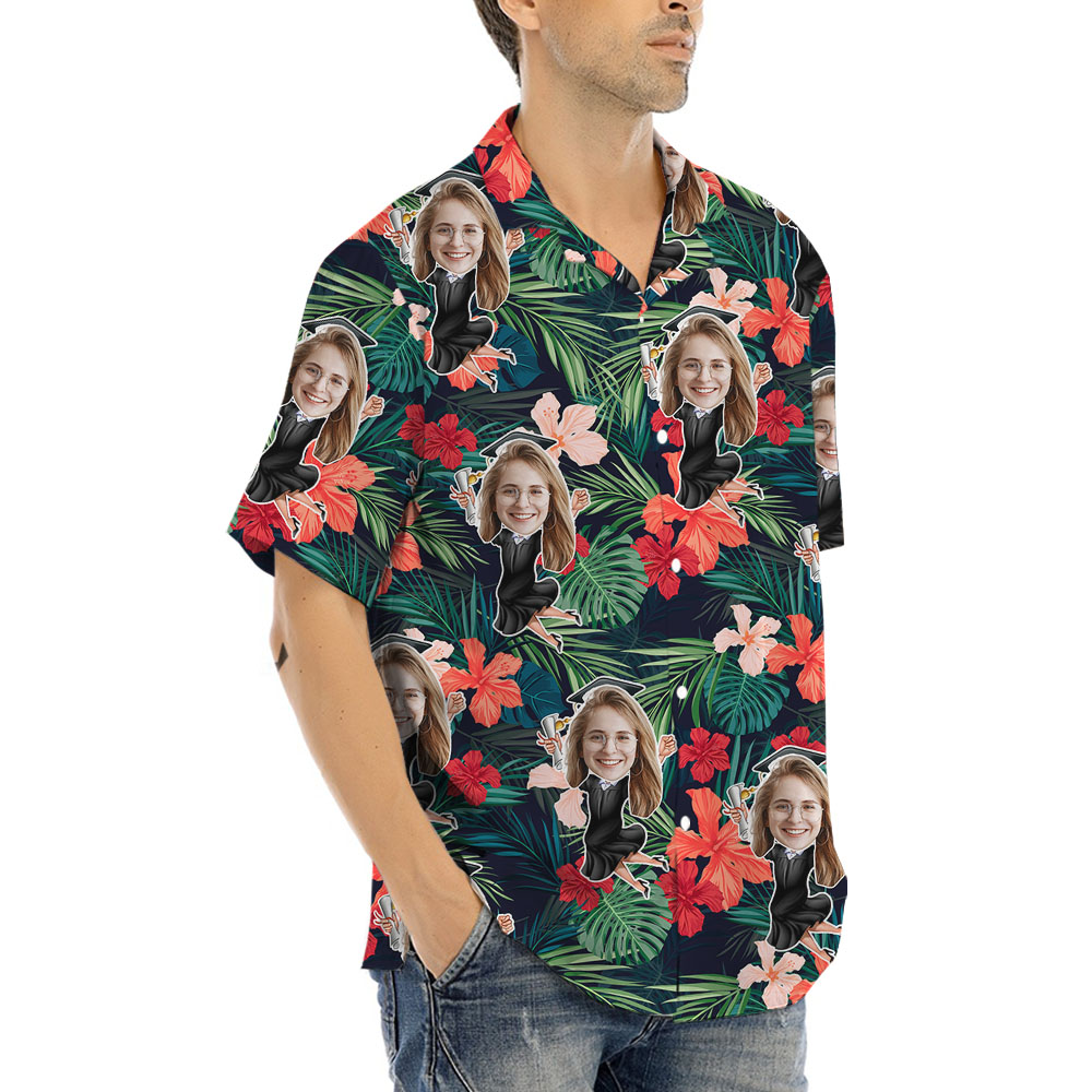 Custom Girl's Face Graduation Button Up Shirt