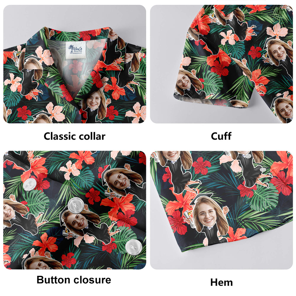 Custom Girl's Face Graduation Button Up Shirt
