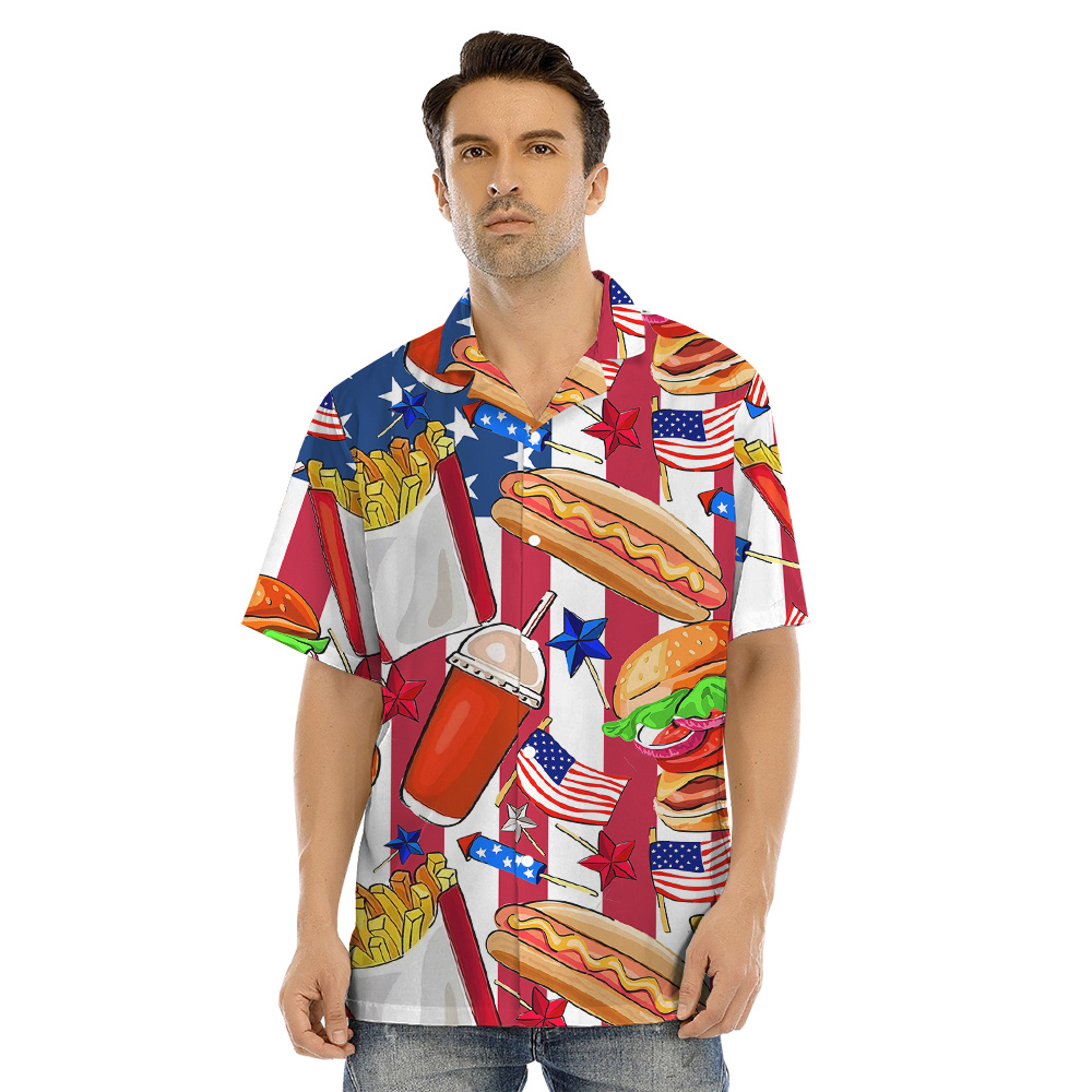American Fast Food 4th Of July Matching Hawaiian Outfits For Family