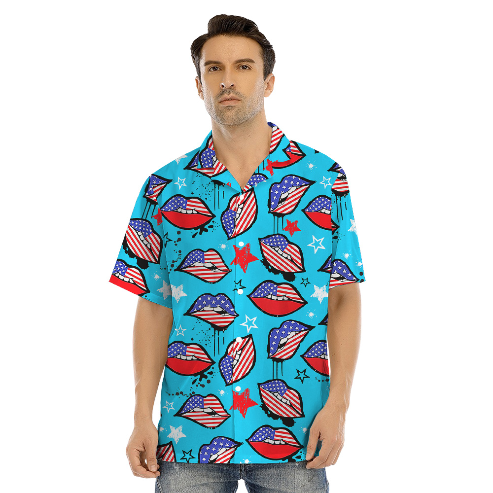 Funny American Lips 4th Of July Family Matching Hawaiian Shirts