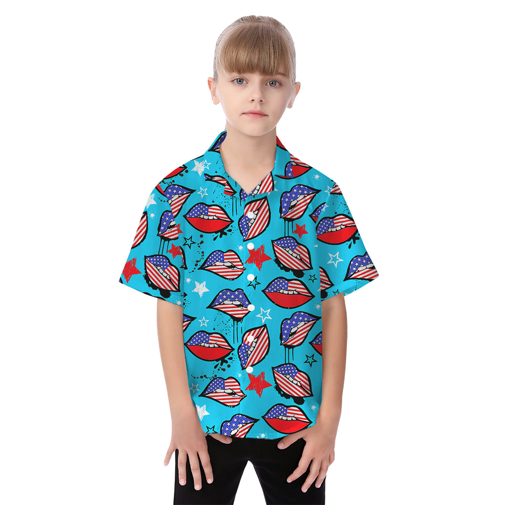 Funny American Lips 4th Of July Family Matching Hawaiian Shirts