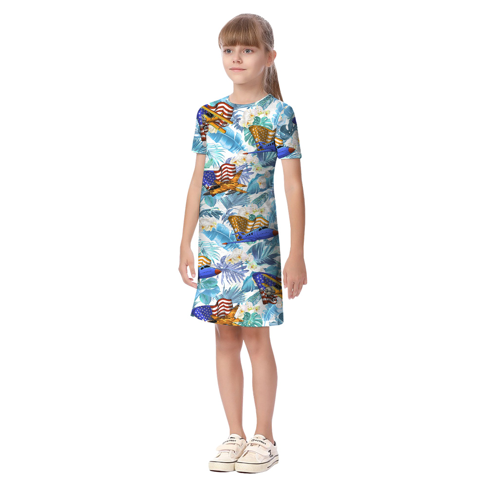 American Flag Aircraft Tropical 4th Of July Matching Hawaiian Outfits For Family
