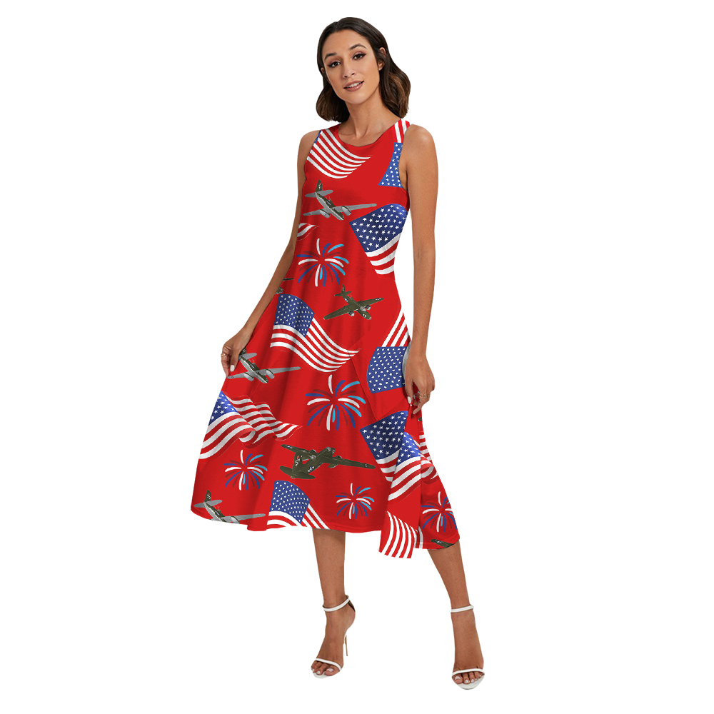 Firework Aircraft American Flag Matching Hawaiian Outfits For Family