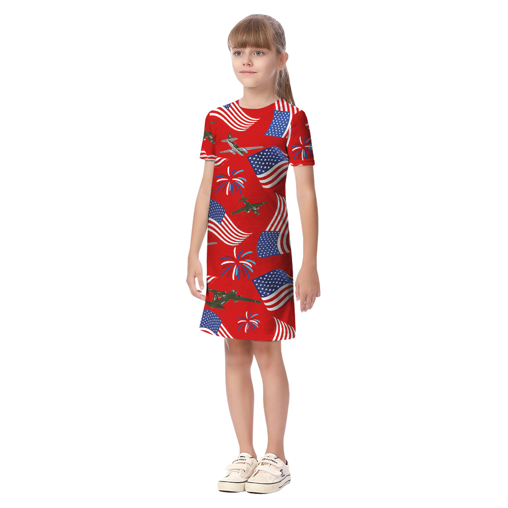 Firework Aircraft American Flag Matching Hawaiian Outfits For Family