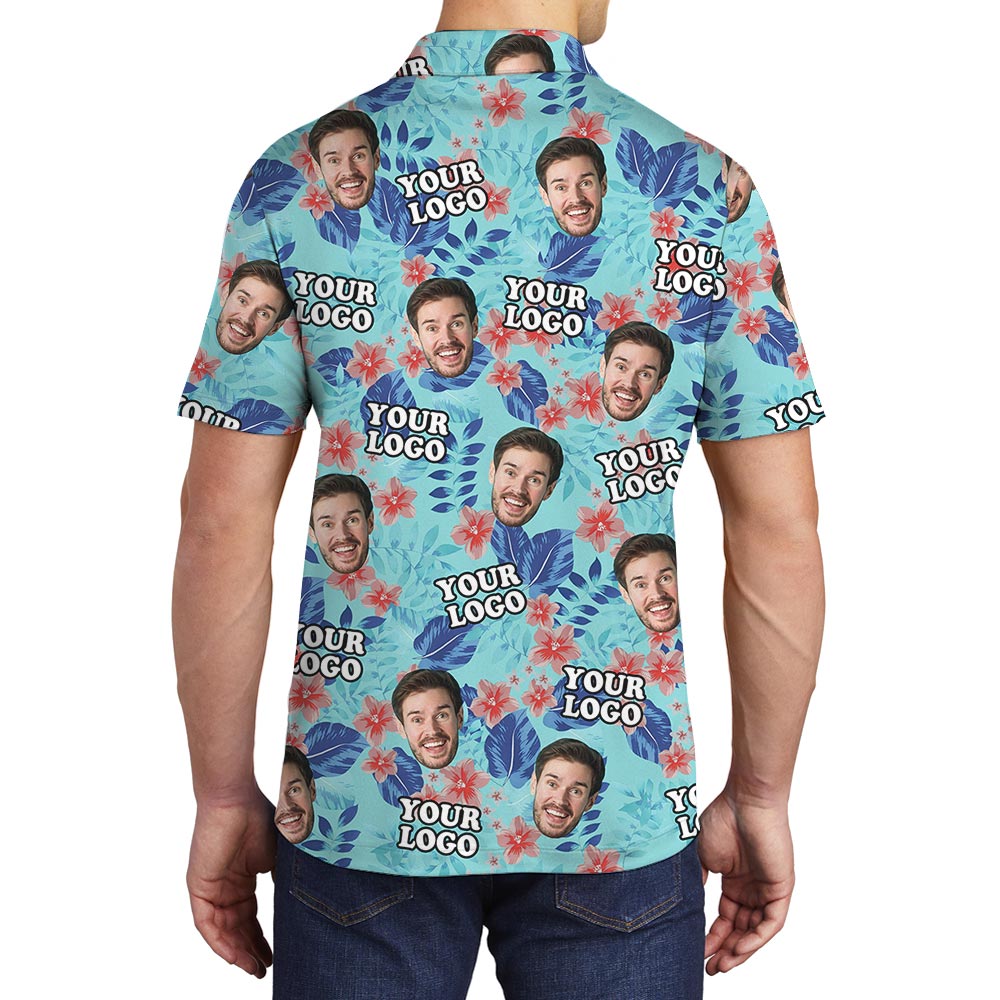 Blue Team Custom Polo Golf Shirt With Photos