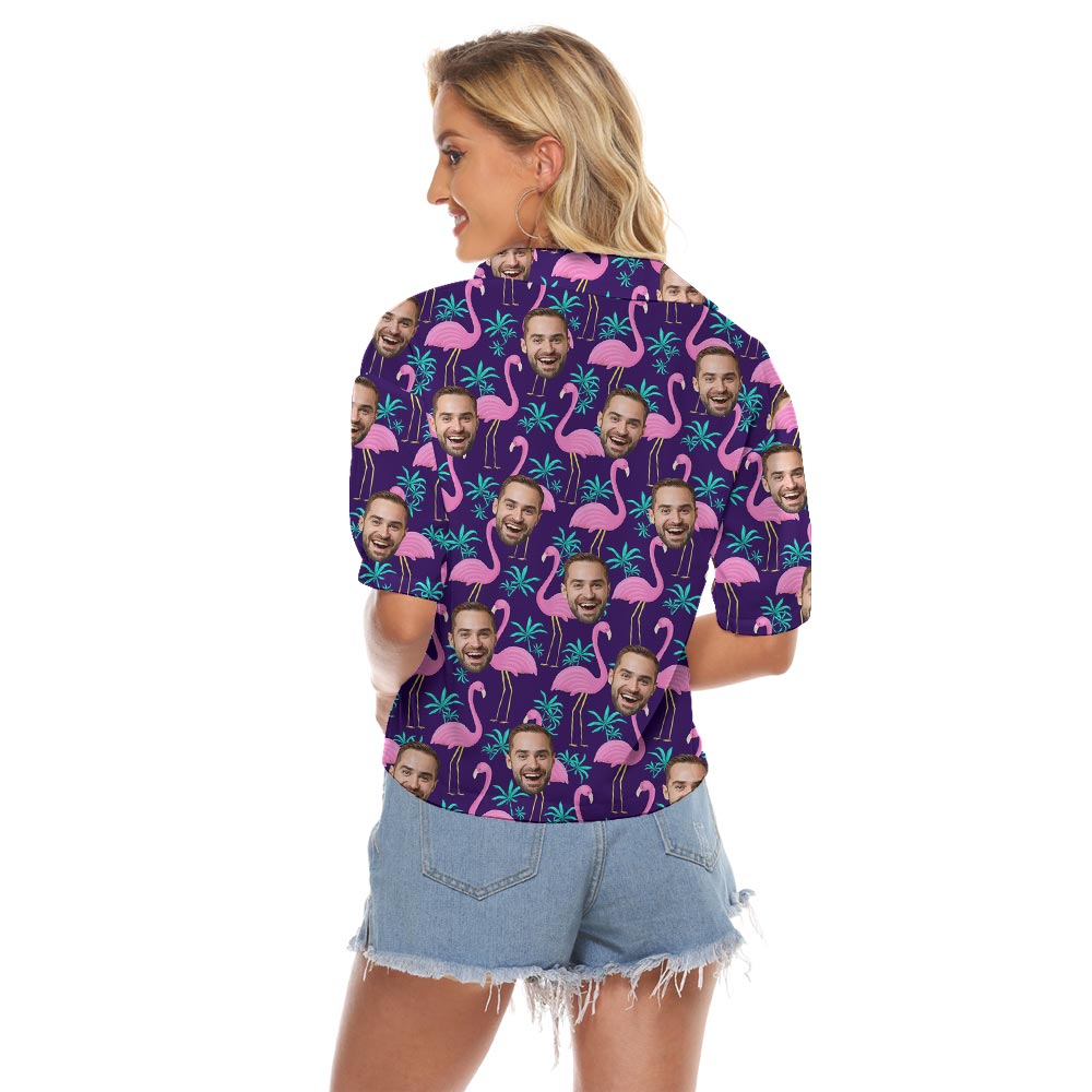 Personalized Flamingo Hawaiian Cropped Shirt With Different Faces