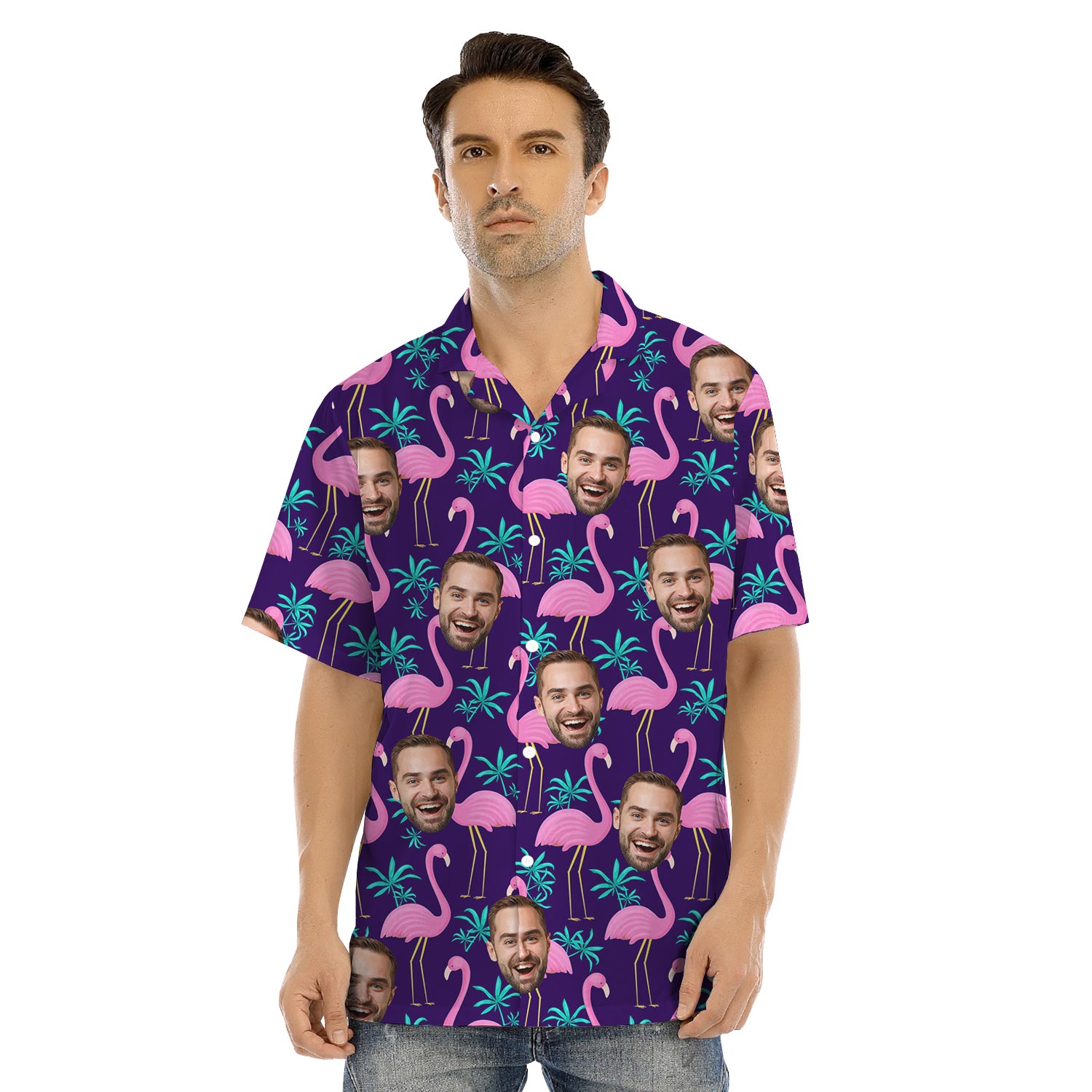 Custom Different Faces Flamingo Hawaiian Outfits Matching Family
