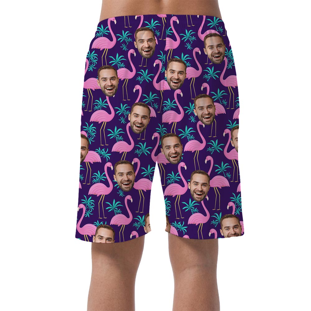 Custom Men's Flamingo Beach Shorts With Different Faces