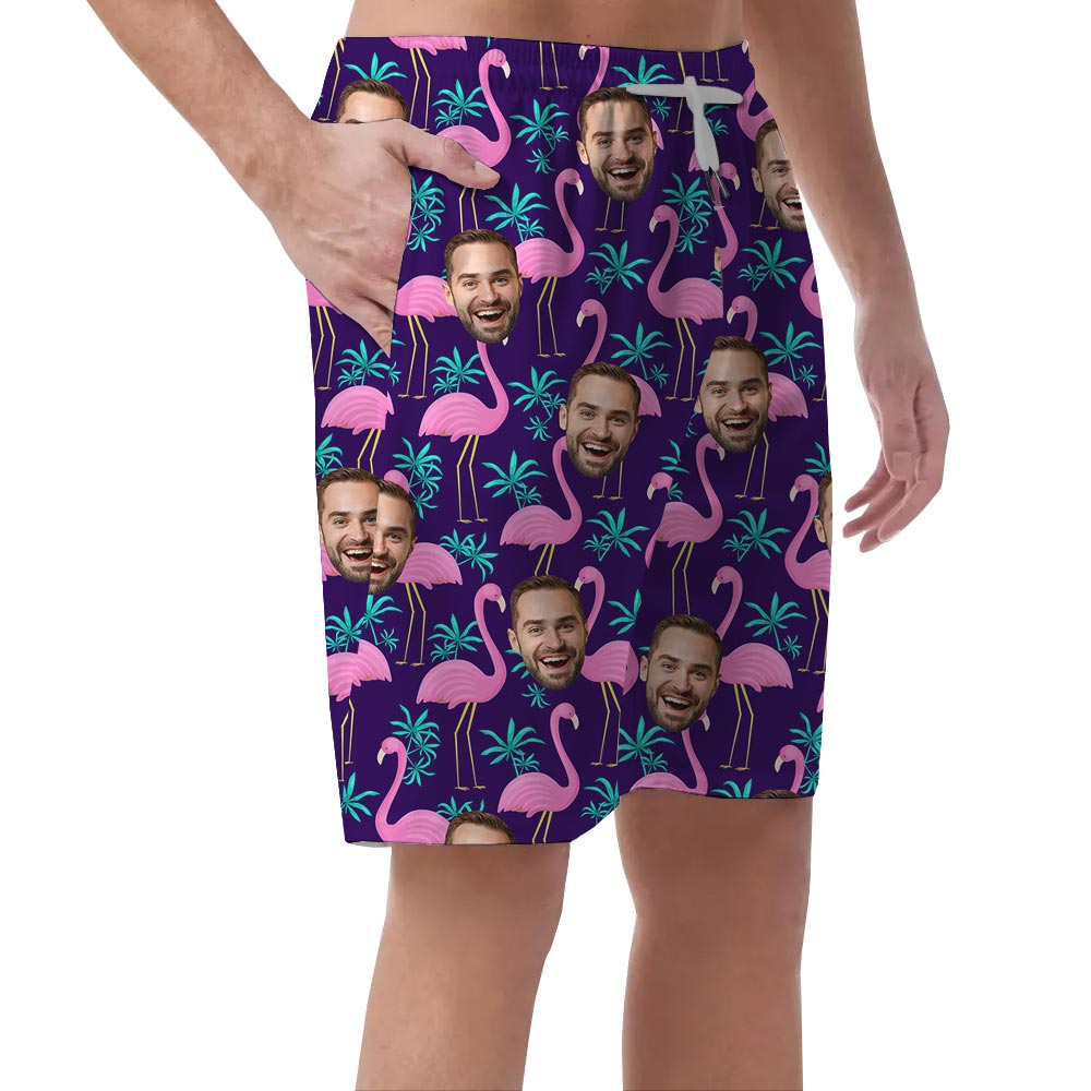 Custom Men's Flamingo Beach Shorts With Different Faces