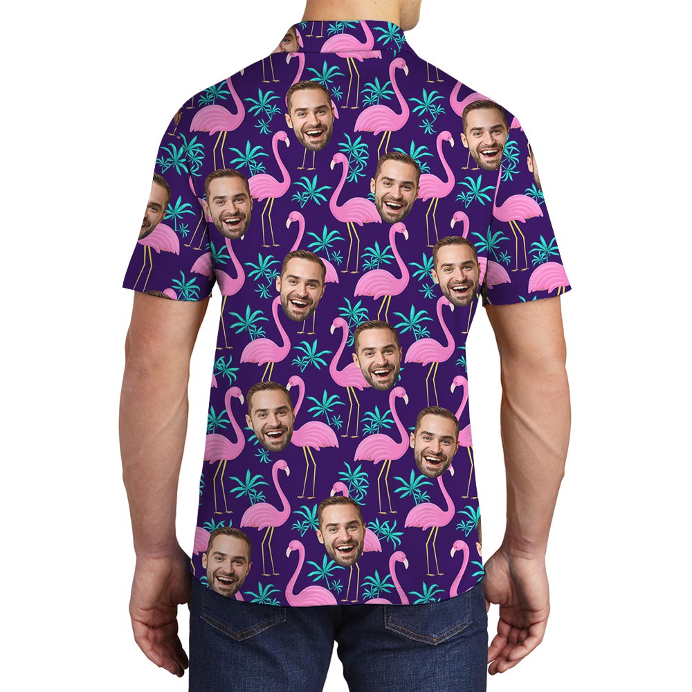 Customize Different Faces On Polo Flamingo Shirt