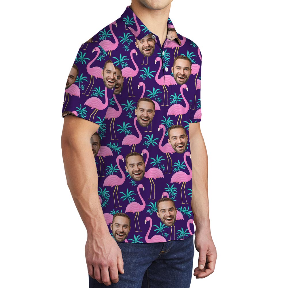 Customize Different Faces On Polo Flamingo Shirt