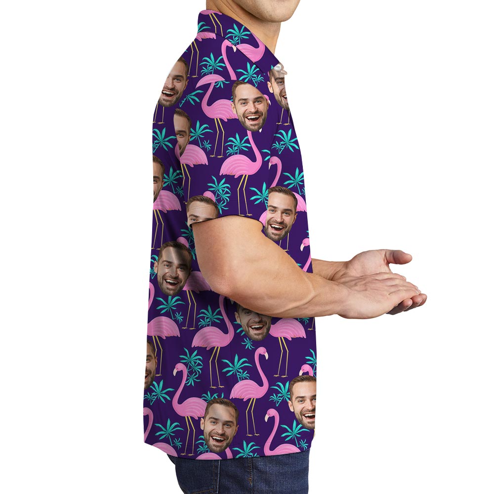Customize Different Faces On Polo Flamingo Shirt