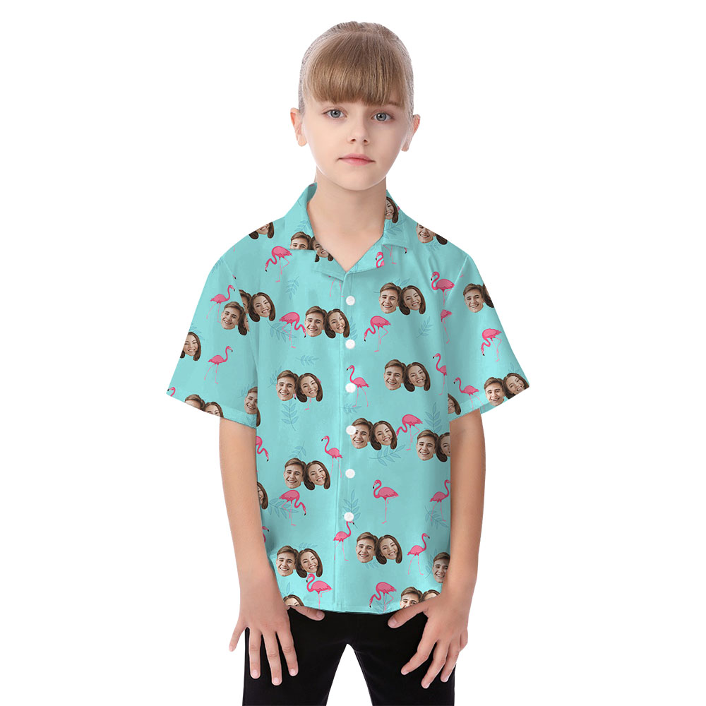Matching Family Flamingo Hawaiian Outfit With Faces