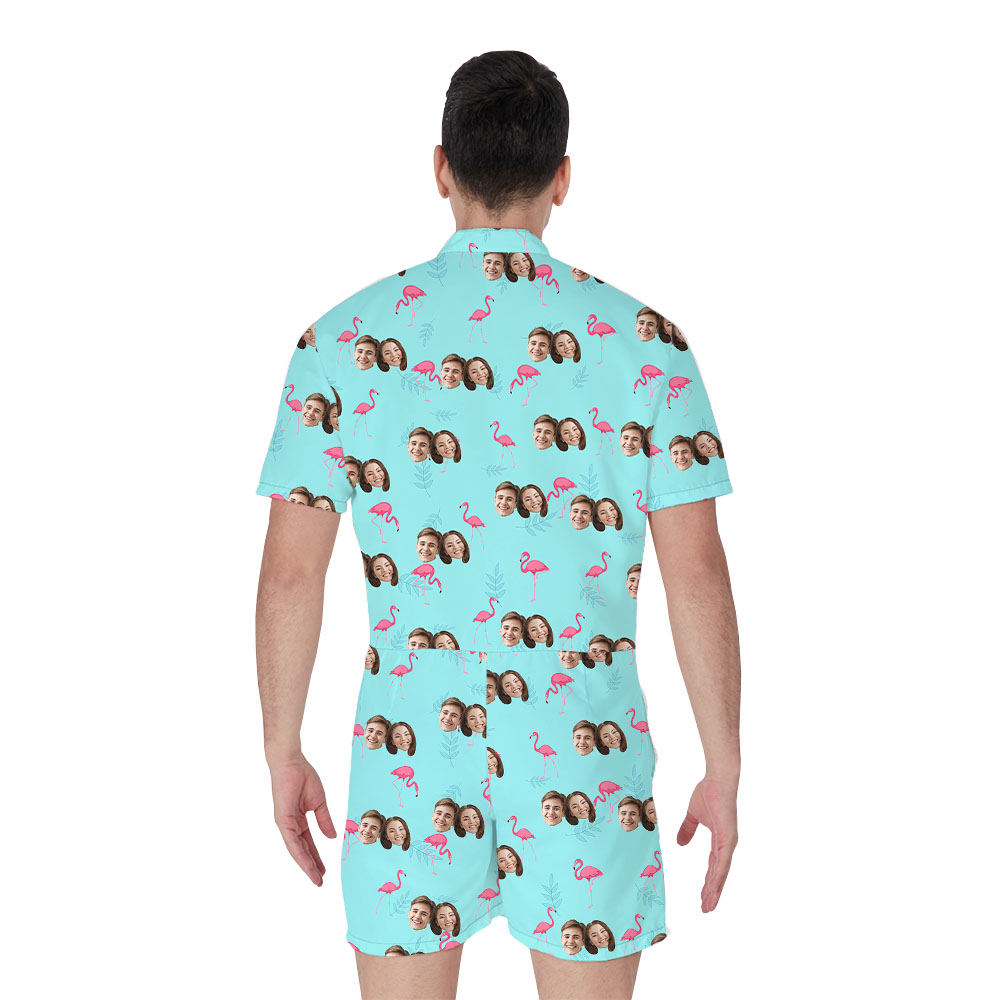 Blue Flamingo Male's Romper With Multiple Faces