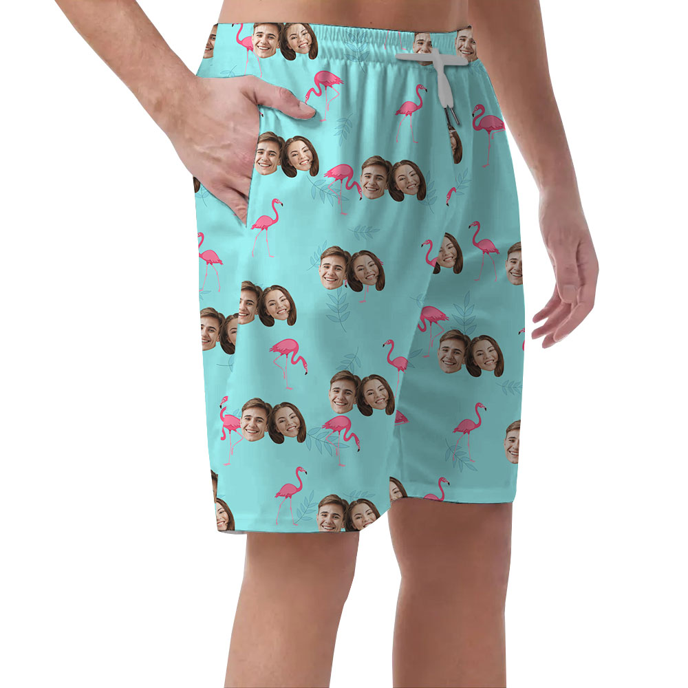 Custom 5 Faces Flamingo Blue Men's Shorts