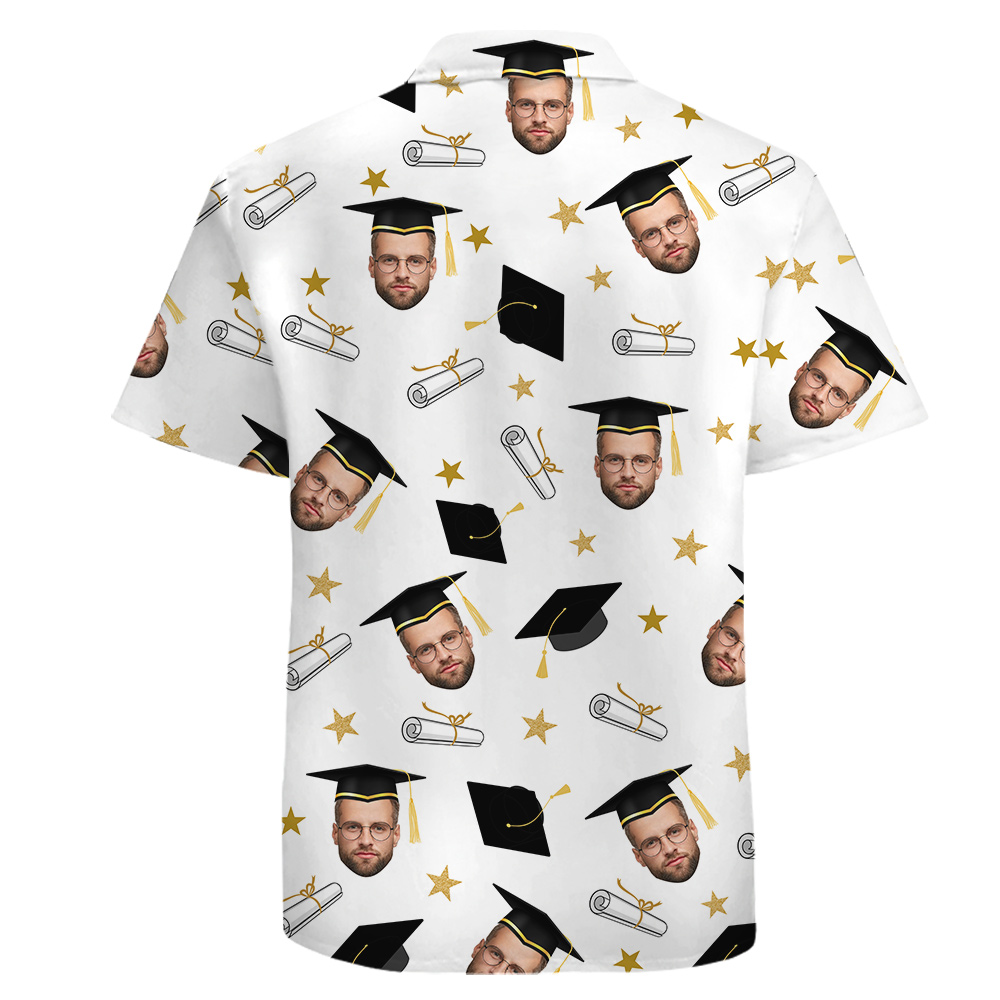 Graduation Custom 1-4 Face Cotton Button Up Shirt for Men