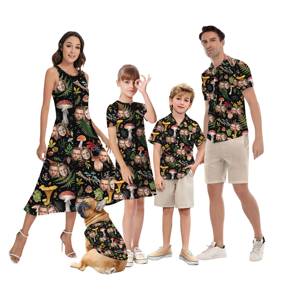Mushroom Matching Family Shirt And Dress With 1-5 Faces - variant image 1