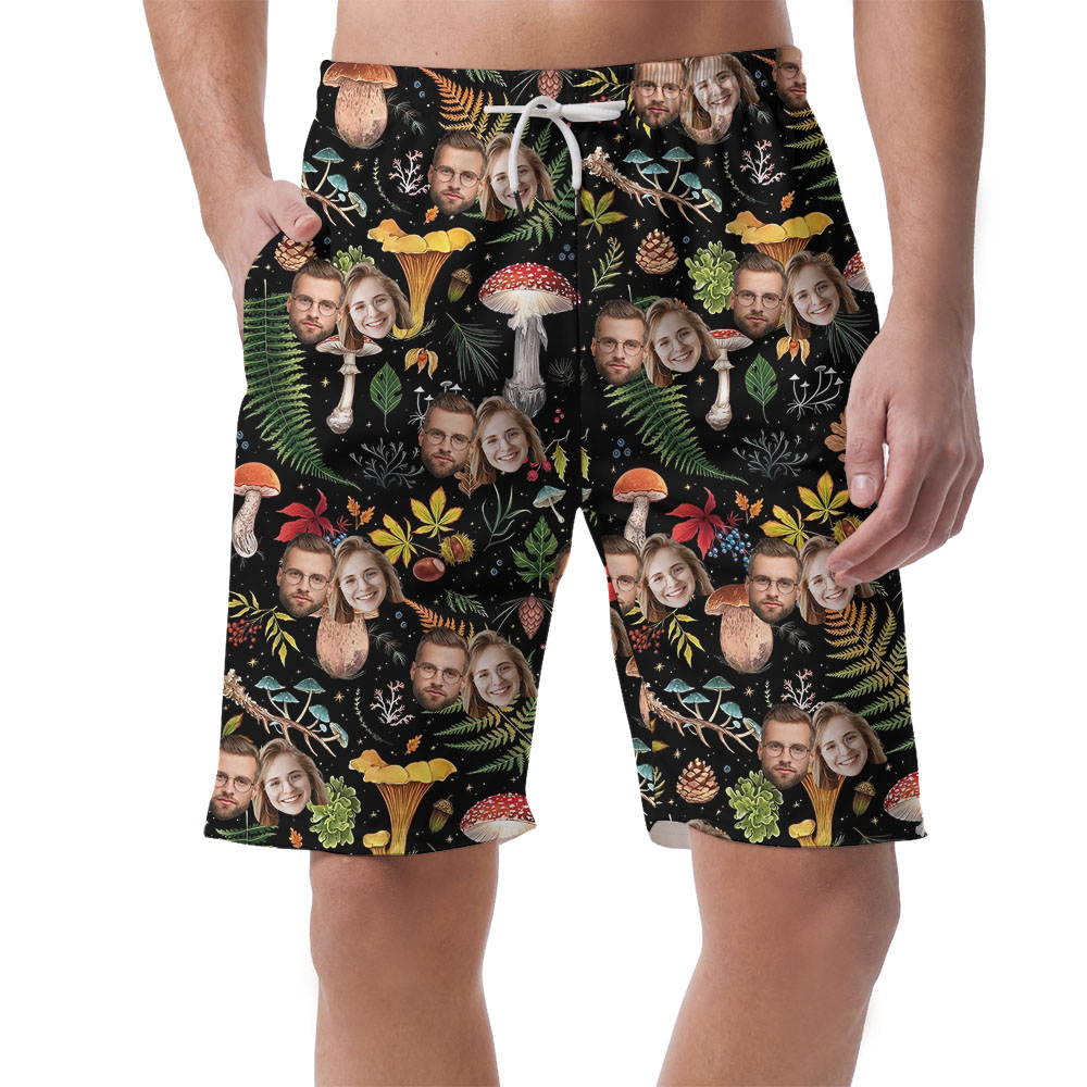 Cool Custom Mushroom Men's Casual Shorts With Faces - variant image 1