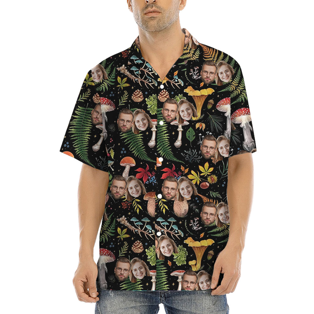 Custom Mushroom Hawaiian Shirt With 1-5 Faces - variant image 1