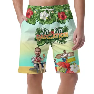 Custom Face and Name Father Day Hawaiian Beach Men Short