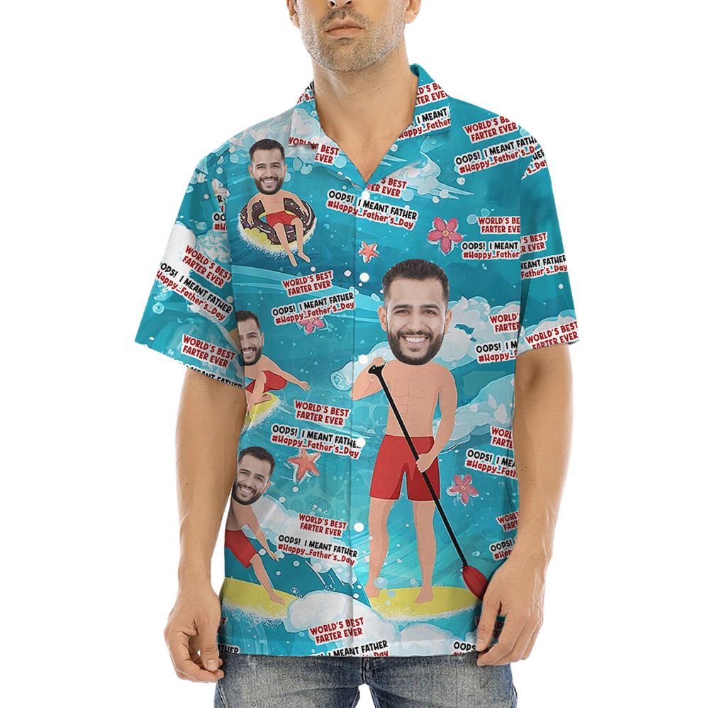 Funny Custom Dad Face Beach Shirt for Men S-8XL - variant image 1