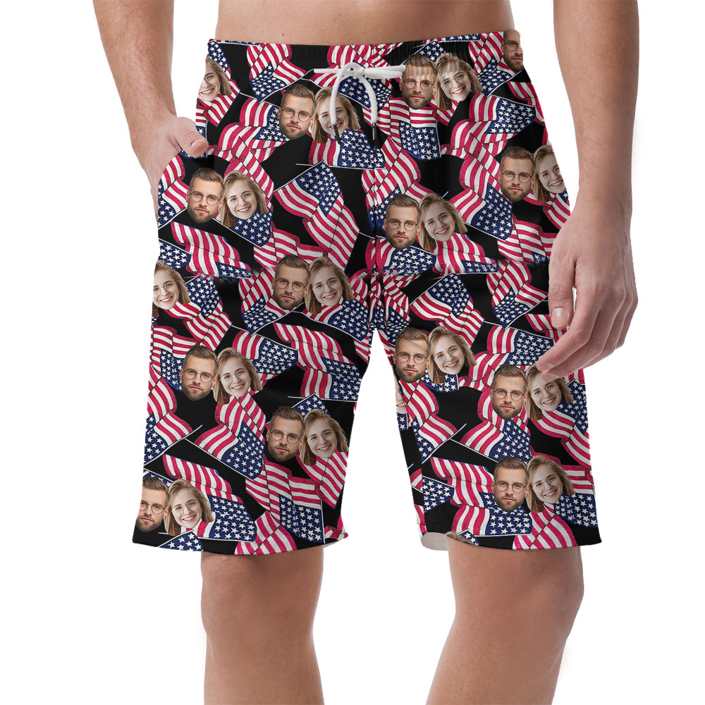 Custom 4th Of July Flag Men's Casual Shorts With Photos - variant image 1