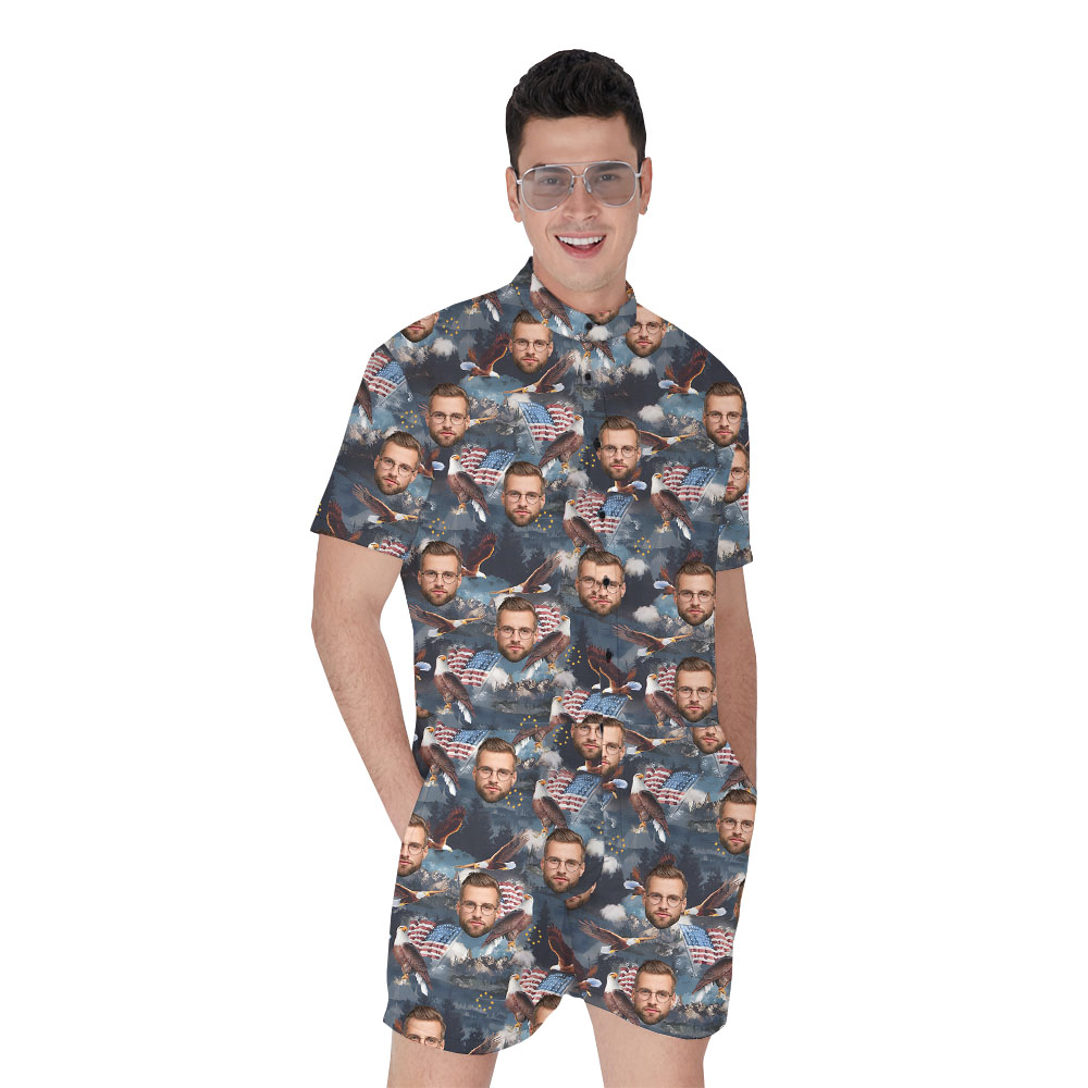 American Flag And Eagle Male Romper With Faces - variant image 1